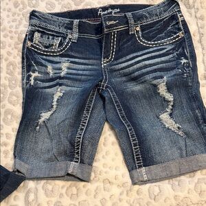 Amethyst Jeans Distressed Dark Blue Denim Bermuda Shorts
